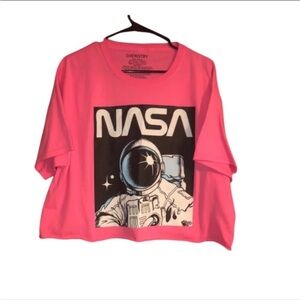 Chemistry NASA Woman’s Astronaut Casual Pink Summer Retro Graphic Crop Top Sz XL